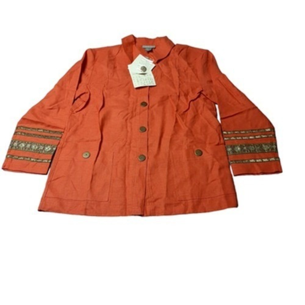Danny Noble womens Linen shirt jacket NWT Size M salmon coral Off The Cuff‎